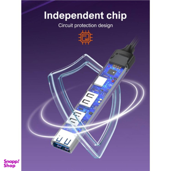 USB هاب 4 پورت USB/Type-C الدینیو مدل DS-64C