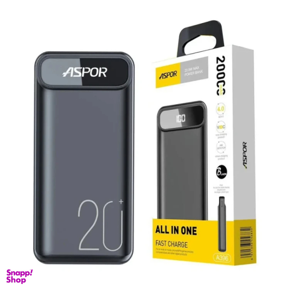 پاوربانک آسپور مدل A396 ظرفیت 20000 میلی آمپر ساعت