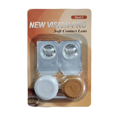 لنز چشم پرو نیو ویژن رنگ عسلی دور مشکی شماره 16 به همراه جای لنز