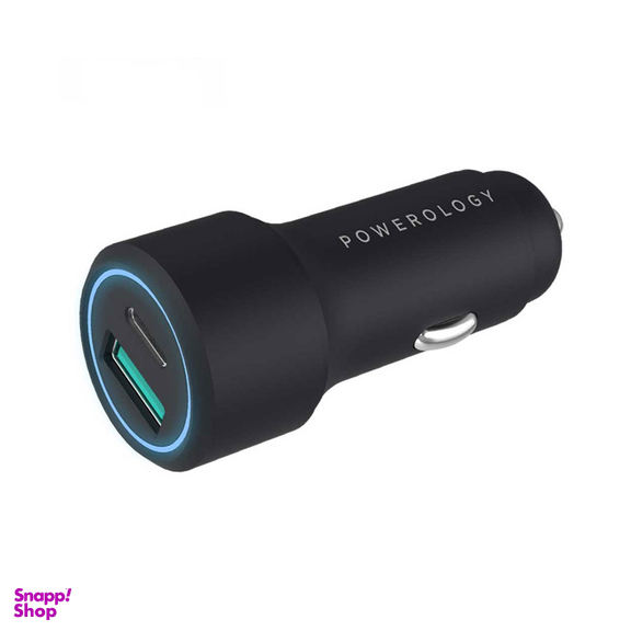 شارژر فندکی پاورولوجی 38W مدل PQCPDCCCBK به همراه کابل USB-C