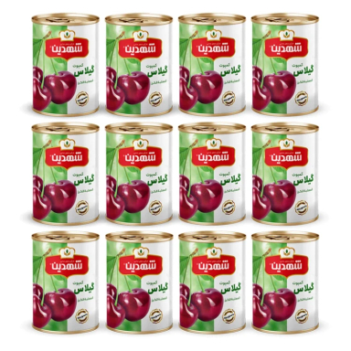 کمپوت گیلاس شهدین وزن 370 گرم بسته 12 عددی