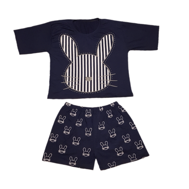 ست نیم تنه و شورتک زنانه کد 30555 رنگ سرمه ای