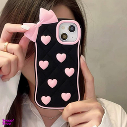 قاب موبایل طرح پاپیون و قلب صورتی مناسب آیفون 13 pro