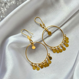 گوشواره طلا 18 عیار زنانه مدل حلقه ای پولکی کد 0045