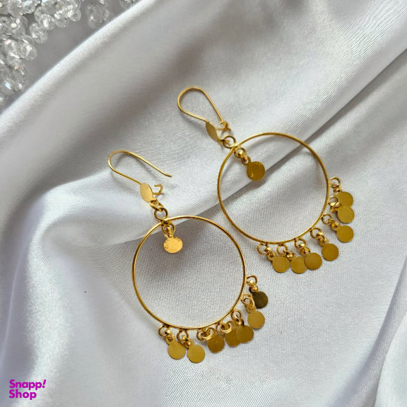 گوشواره طلا 18 عیار زنانه مدل حلقه ای پولکی کد 0045