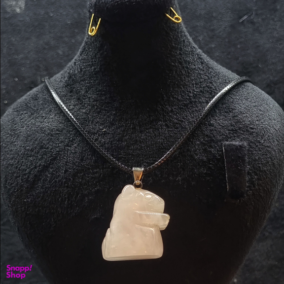 گردنبند سنگ طبیعی Rose Quartz مدل همستر
