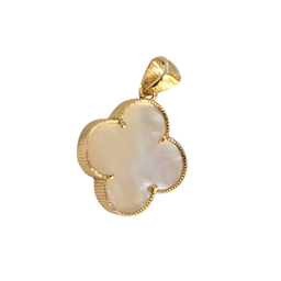 پلاک گردنبند طلا 18 عیار زنانه طرح ونکلیف صدف سفید کد 2210