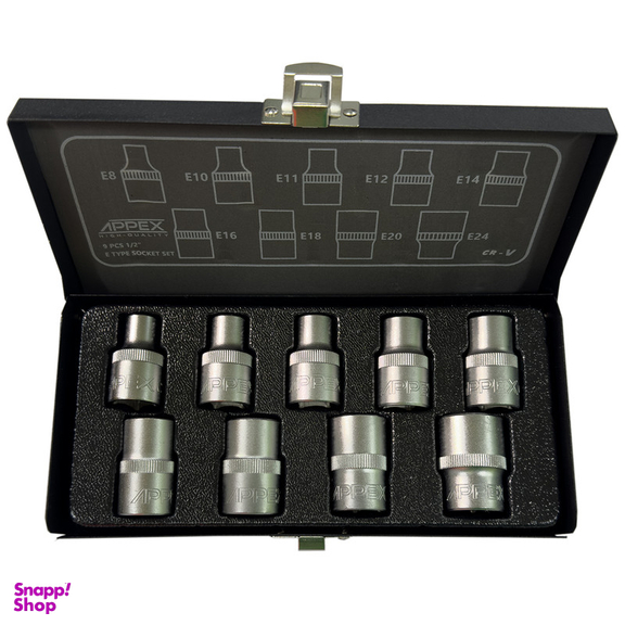 آچار بکس اپکس مدل SMT-ETYPE SOCET SET-9OCS-APX-6038 مجموعه 9 عددی