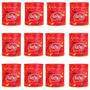 کنسرو رب گوجه فرنگی روژین وزن 800 گرم بسته 12 عددی
