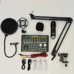 میکروفون کاندنسر مدل WH1000 به همراه کارت صدا اکسترنال مدل DJ18 مجموعه 12 عددی