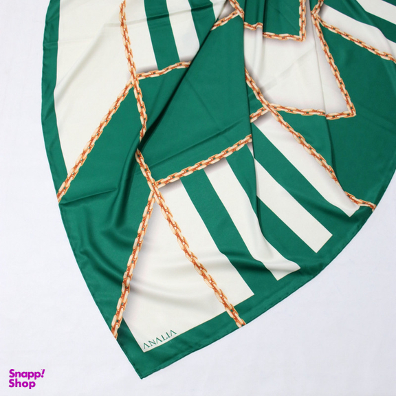 روسری زنانه آنالیا مدل ابریشم دست دوز طرح زنجیری کلاسیک کد ana-2821