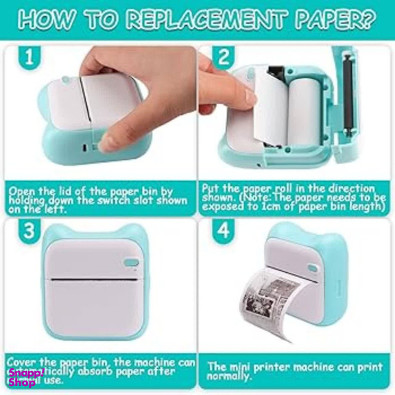 پرینتر لیبل زن ناب سل مدل پرتابل شارژی کد BL-NAAB001111 به همراه سه عدد رول کاغذی