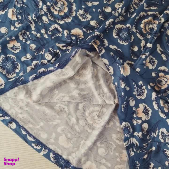 لباس خواب زنانه اسمارا مدل ویسکوز گلدار کد 378 رنگ آبی نیلی