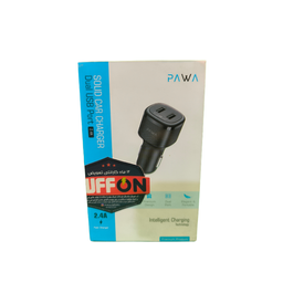 شارژر فندکی پاوا مدل PW-24AICC QC 2.4A 2PO