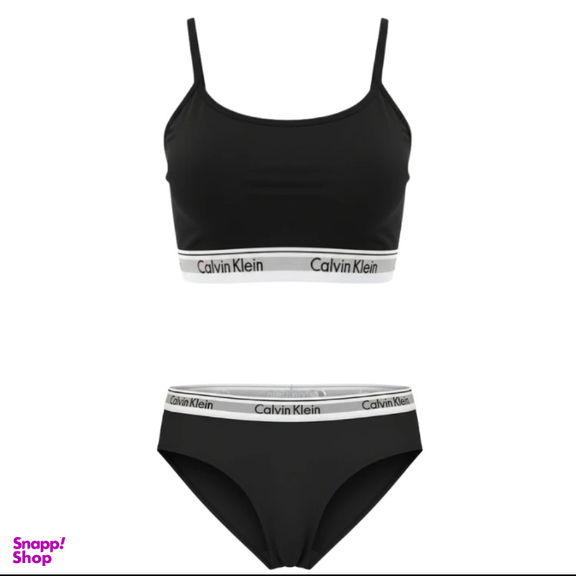 ست نیم تنه و شورت ورزشی زنانه طرح کلوین کلاین کد 8685 رنگ مشکی