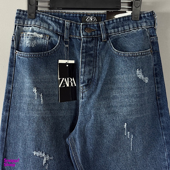 شلوار مام فیت مردانه طرح ZARA کد 1598 رنگ آبی تیره