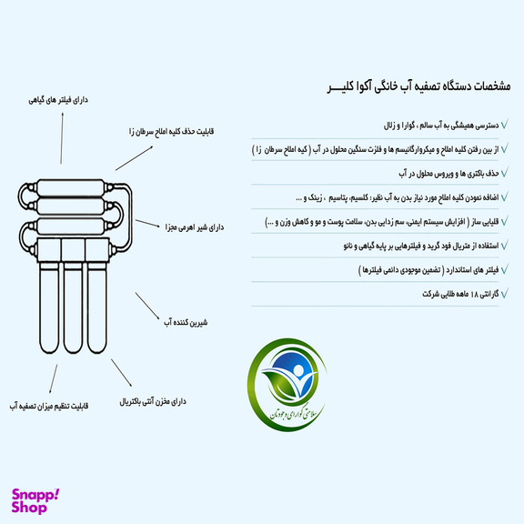 دستگاه تصفیه کننده آب آکوآ کلیر مدل RO_ACG8050