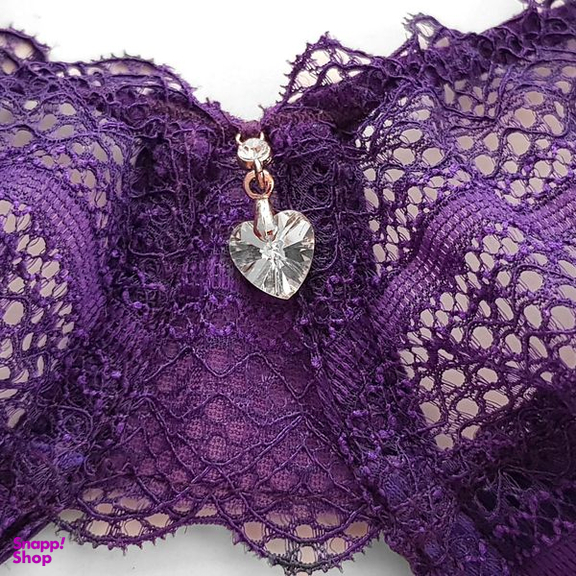 ست شورت و سوتین زنانه میسا مدل فنردار گیپوری کد 4717-6035 رنگ بنفش