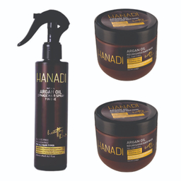 پک ماسک مو و اسپری دوفاز هانادی مدل Argan مجموعه 3 عددی