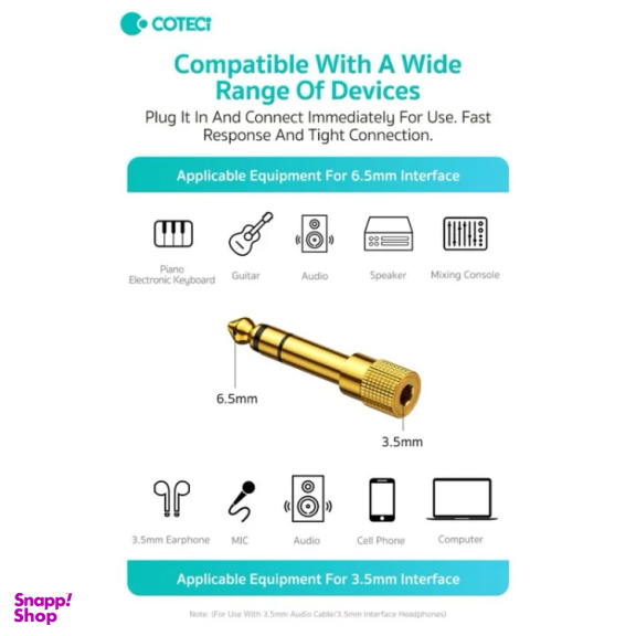 مبدل جک 3.5 میلی متری به جک 6.5 میلی متری کوتتسی مدل 76002