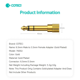 مبدل جک 3.5 میلی متری به جک 6.5 میلی متری کوتتسی مدل 76002