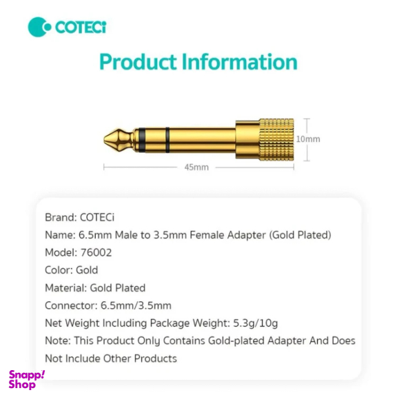 مبدل جک 3.5 میلی متری به جک 6.5 میلی متری کوتتسی مدل 76002
