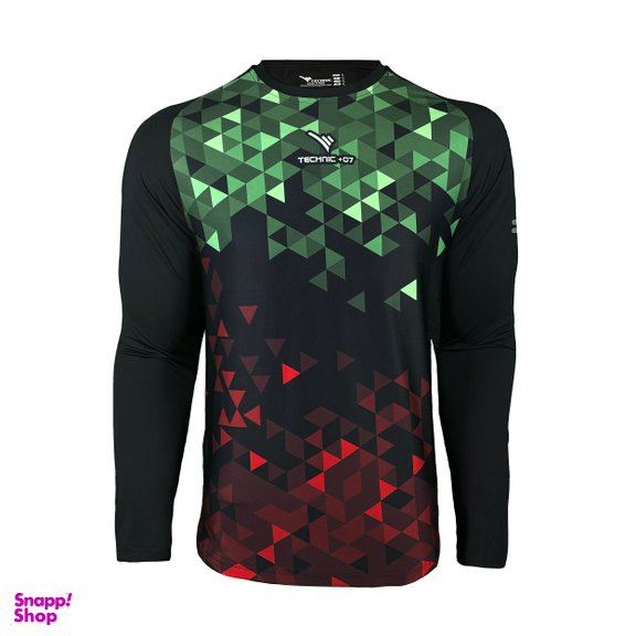 تیشرت ورزشی تکنیک +07 مدل دروازه بانی GO-114-SA رنگ مشکی سبز