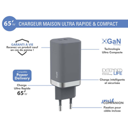 شارژر دیواری فورس مدل FPCS65WGANCG USB C PD