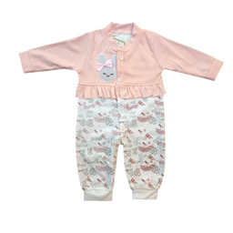 ست سرهمی و کلاه نوزاد مدل artmis رنگ صورتی