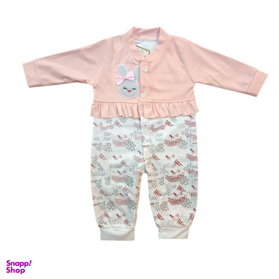 ست سرهمی و کلاه نوزاد مدل artmis رنگ صورتی