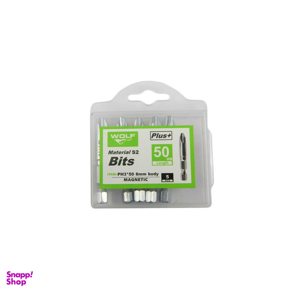 سری پیچ گوشتی یک سر چهار سو ولف کد 5-205 بسته 5 عددی