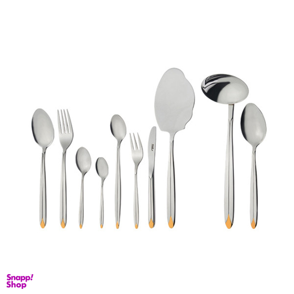 سرویس قاشق و چنگال 98 پارچه ناب استیل مدل پالرمو لبه طلایی