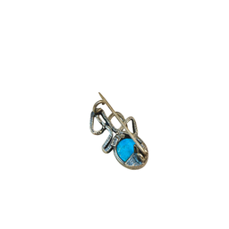 گل سینه نقره 925 عیار زنانه طرح بیضی آبی کد 45013 GLSN