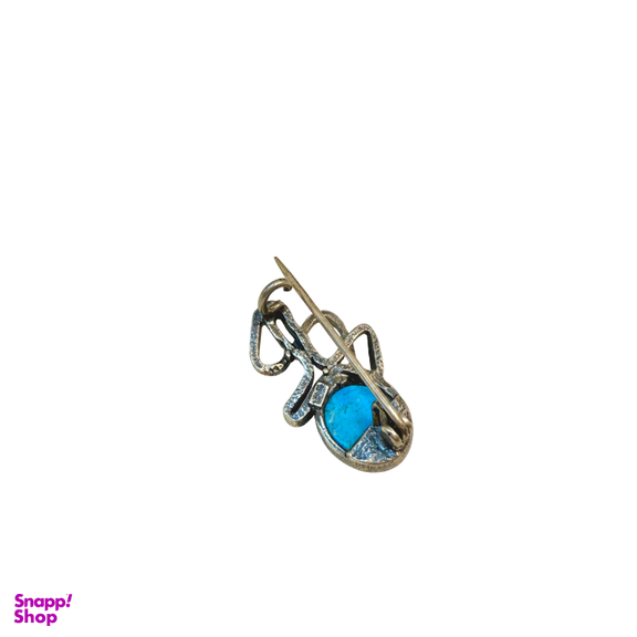 گل سینه نقره 925 عیار زنانه طرح بیضی آبی کد 45013 GLSN