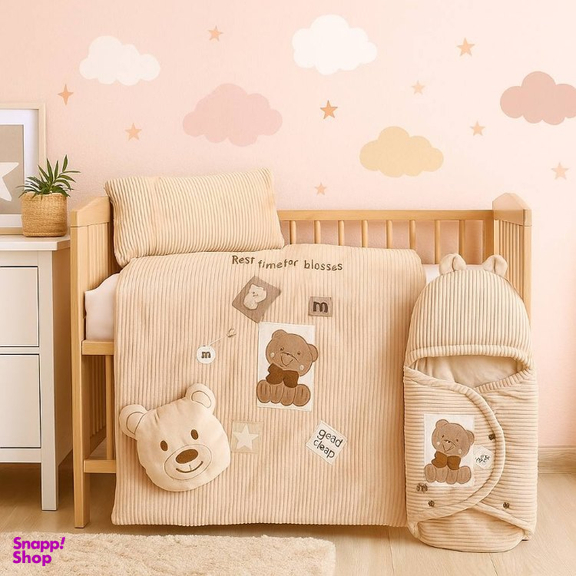 سرویس خواب کودک 5 تکه مادرکر مدل خرس پاپیونی کد 127
