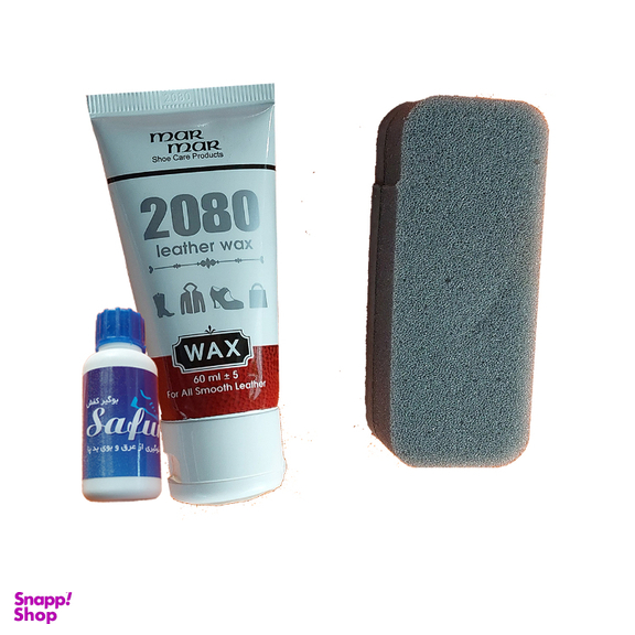 واکس کفش بی رنگ و مشکی مرمر مدل 2080 به همراه ابر مگا و بوگیر کفش