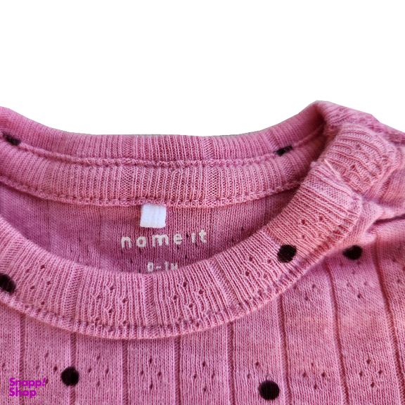 بادی نوزادی نیم ایت طرح خالدار کد 10256 رنگ صورتی