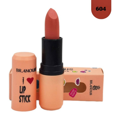 رژ لب جامد مات برانوس مدل Long Lasting شماره 604 رنگ قرمز