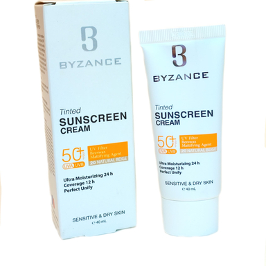 کرم ضد آفتاب بیزانس مناسب پوست خشک با +SPF50 شماره 20 رنگ بژ طبیعی حجم 40 میلی لیتر