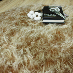 فرش ماشینی شاران هوم طرح خز پرز بلند فانتزی مدل اسفنج دار زمینه نسکافه ای