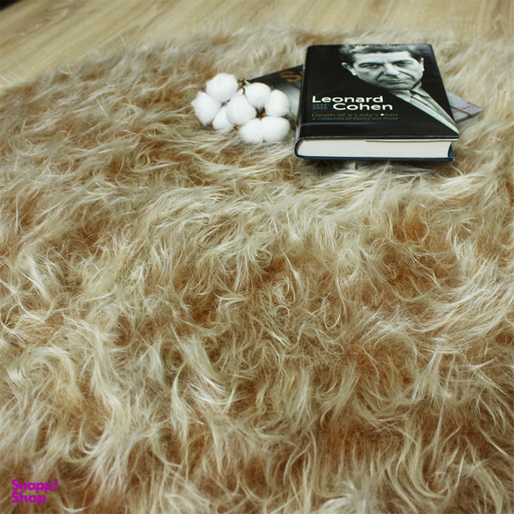 فرش ماشینی شاران هوم طرح خز پرز بلند فانتزی مدل اسفنج دار زمینه نسکافه ای