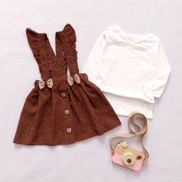 سارافون بلوز دخترانه مخمل کبریتی رنگ قهوه ای