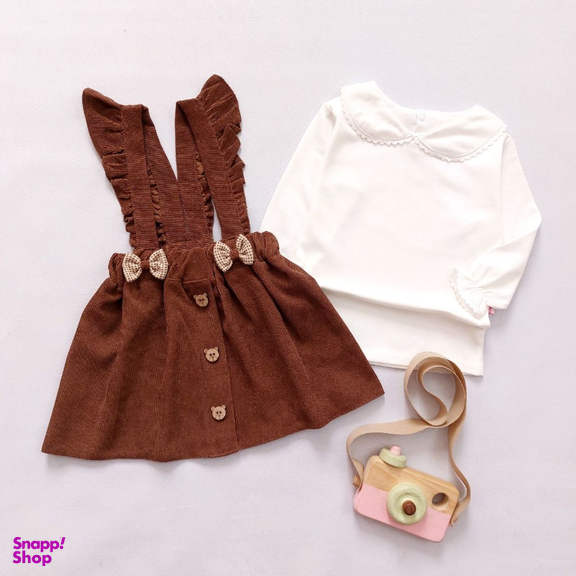 سارافون بلوز دخترانه مخمل کبریتی رنگ قهوه ای