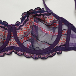 ست شورت و سوتین زنانه برتا مدل توری کد 2420PU رنگ بنفش