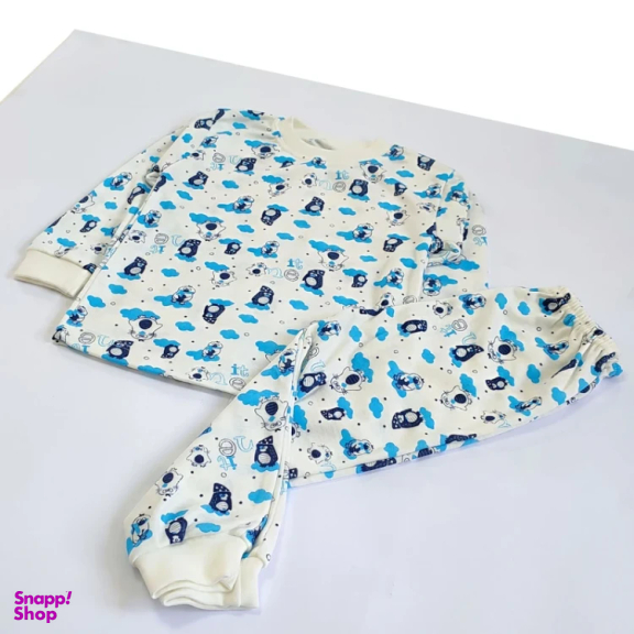 ست تیشرت آستین بلند و شلوار راحتی نوزادی مدل پنگوئن کد 4154 رنگ سفید