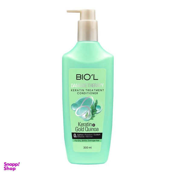نرم کننده مو بیول مدل damage therapy مناسب موهای خشک و شکننده و آسیب دیده حاوی کراتین هیدرولیز شده اسید حجم 300 میلی لیتر