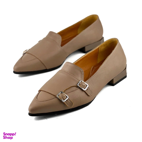 کفش روزمره زنانه چرم کاکتوس ws1038 مدل رنگ نسکافه ای