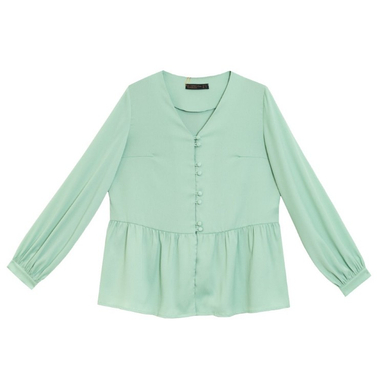 شومیز زنانه برنس مدل شکوفا رنگ سبزآبی