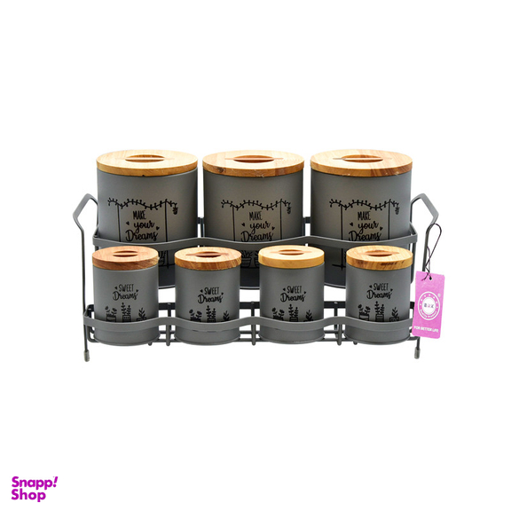 ست جای ادویه 8 پارچه بی.وی.کی مدل درب چوب T_K کد 863415