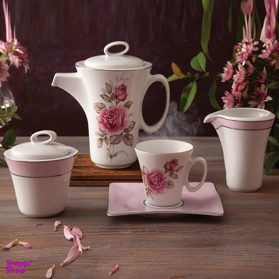 سرويس غذاخوری 97 پارچه چينی زرين ایران طرح رزفلاور قالب وينچی اليسه درجه 1